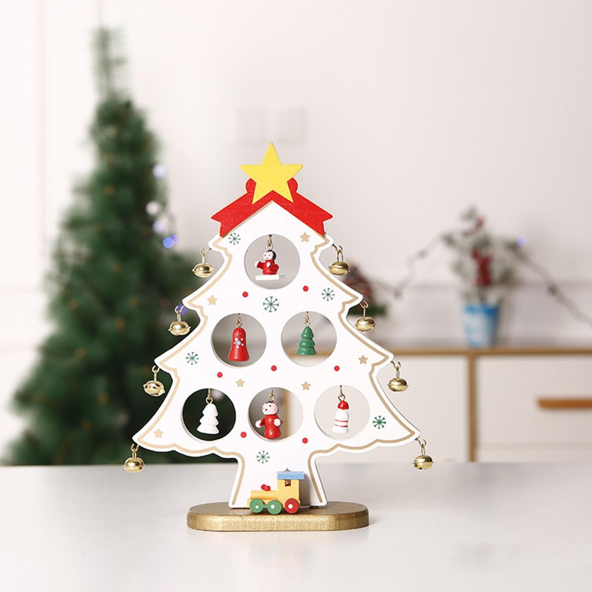 Wooden Christmas Tree DIY Tabletop Xmas Decor Christmas Tree Ornaments for Holiday Party Decoration Xmas Ornaments