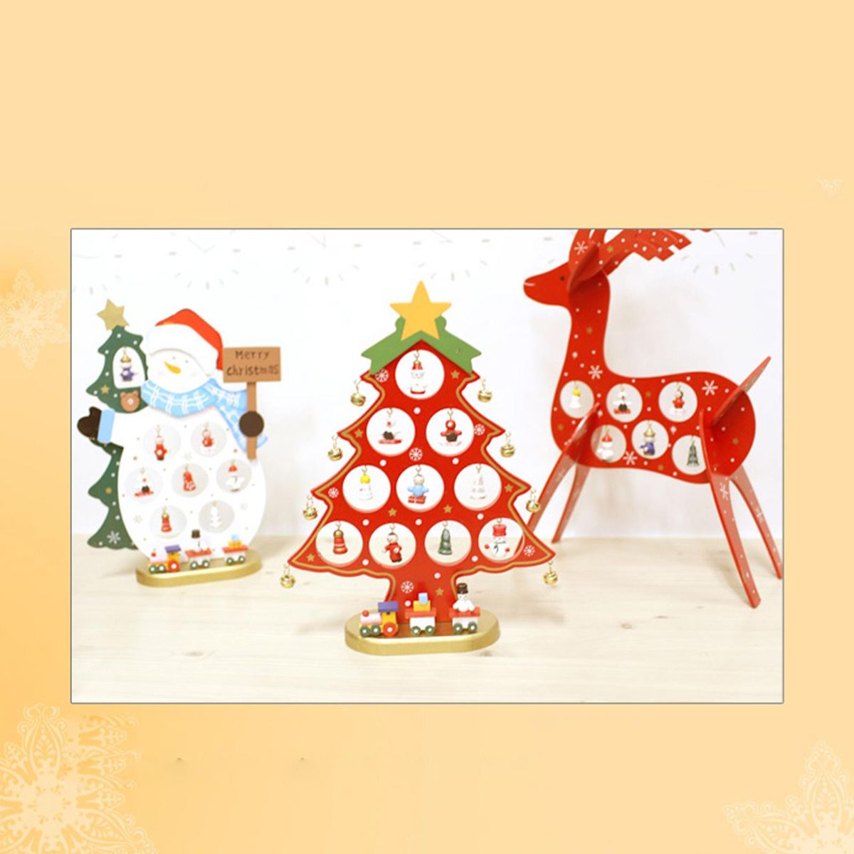 Wooden Christmas Tree DIY Tabletop Xmas Decor Christmas Tree Ornaments for Holiday Party Decoration Xmas Ornaments