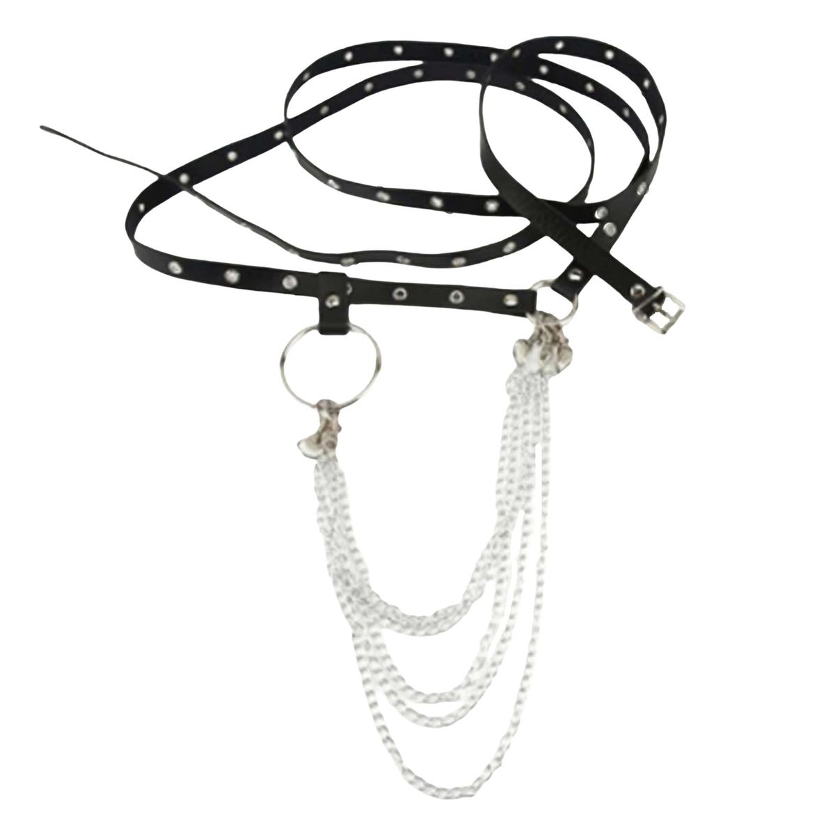 Gothic Women Waist Chain Belt Black Metal Chain Tassel One Size