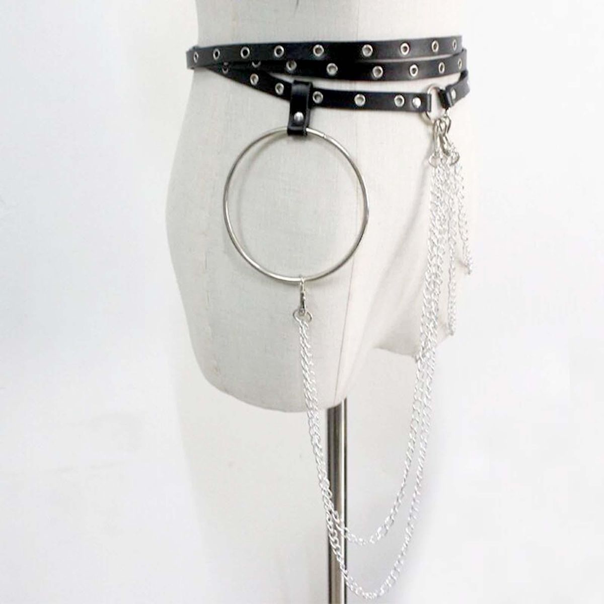 Gothic Women Waist Chain Belt Black Metal Chain Tassel One Size