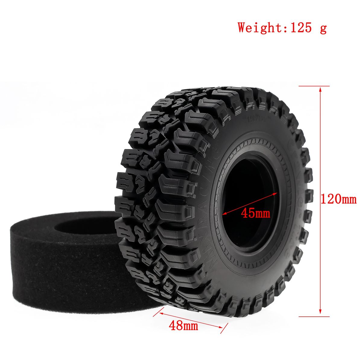 Remote Control Crawler Rubber Car Tires 1.9inch 120*45*48mm