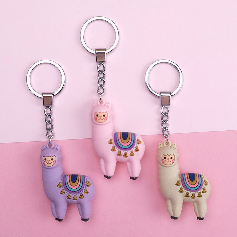1pc Cute Cartoon Camel Alpaca Keychain Pendant Key