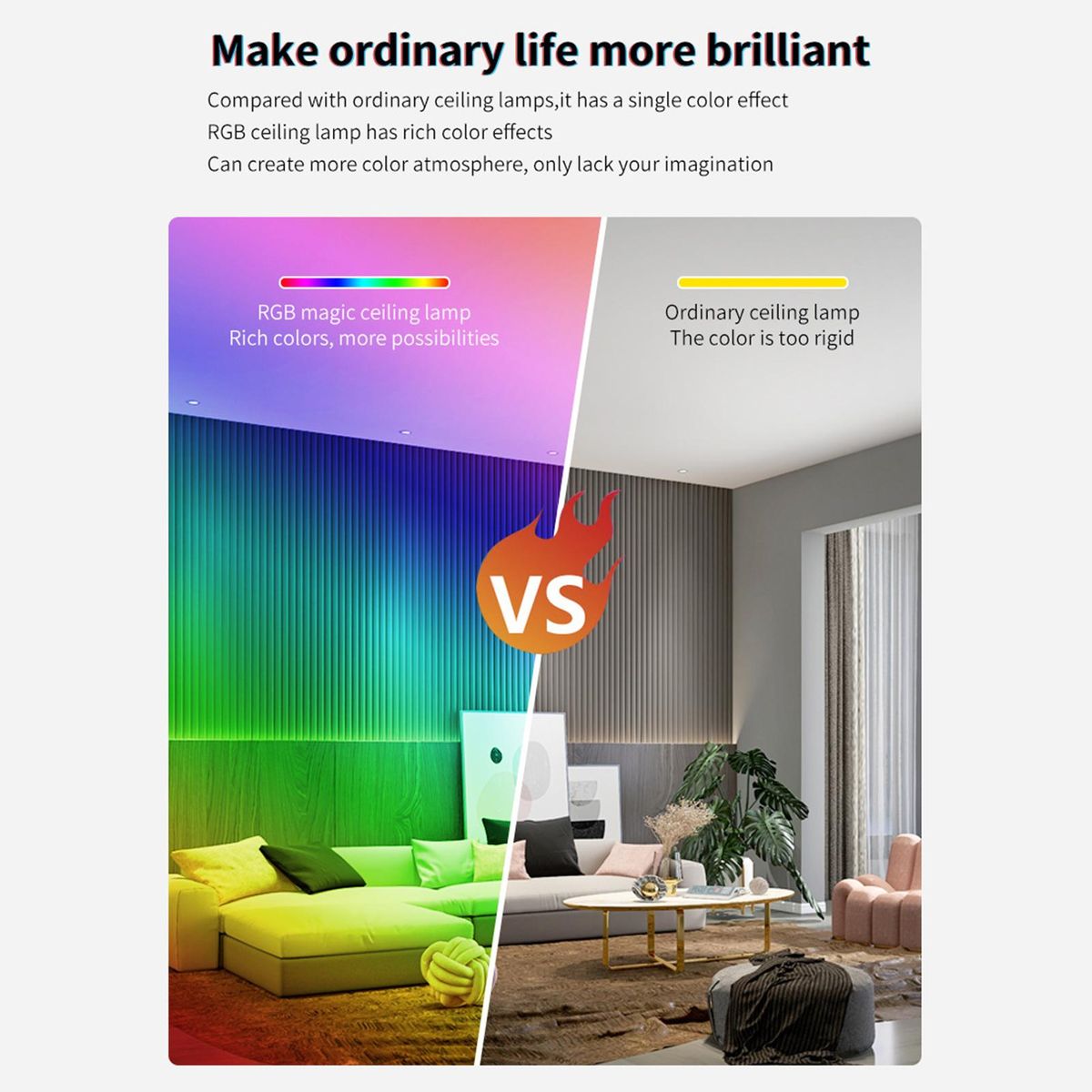 Neoglint RGBCW Full Color Ceiling Lamp Round LED Ceiling Light Fixture for Bedroom Living Room Stepless Dimming with RF Remote Control