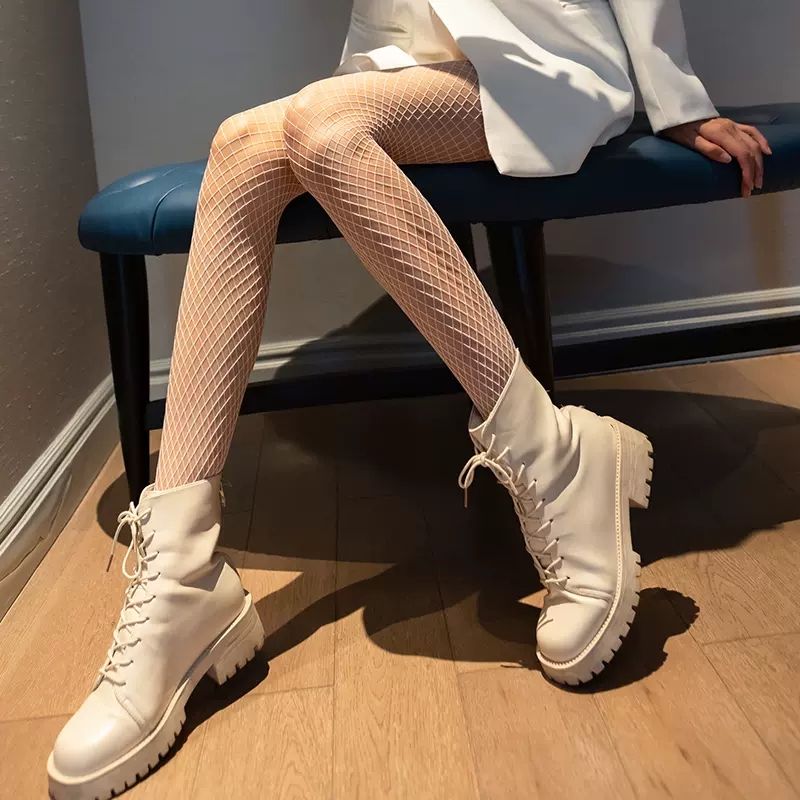 (L Black)Lolita Women's Long Sexy Fishnet Stockings Fish Net Pantyhose Mesh Nylon Tights Linge SMA