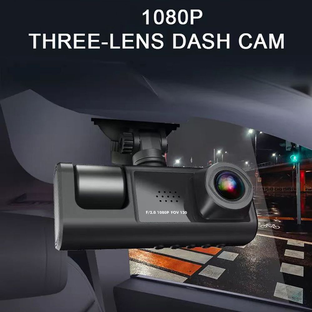 1080P DVR Dash Camera Front & Inside & Rear Driving Recorder
