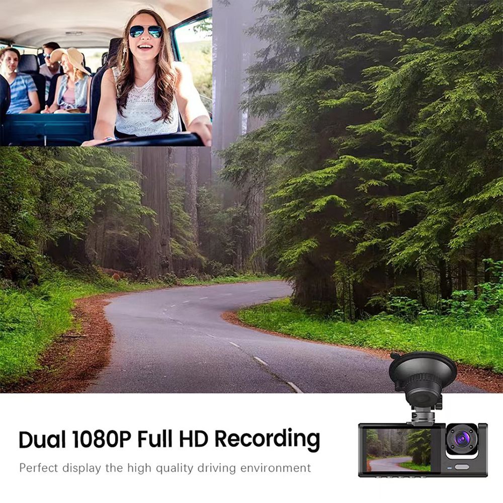 1080P DVR Dash Camera Front & Inside & Rear Driving Recorder