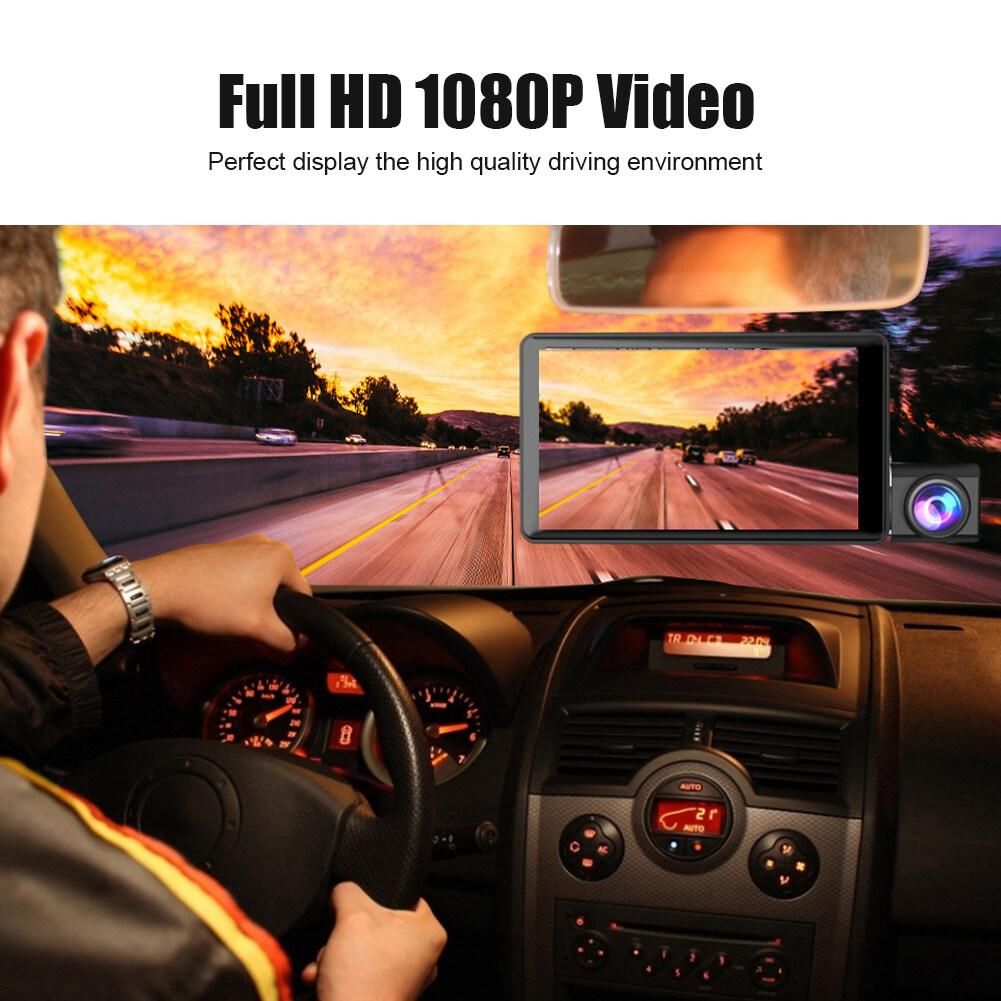 Car Dash Cam 1080P Front Cabin And Rear Car DVR 4" Video Recorder Night Vison