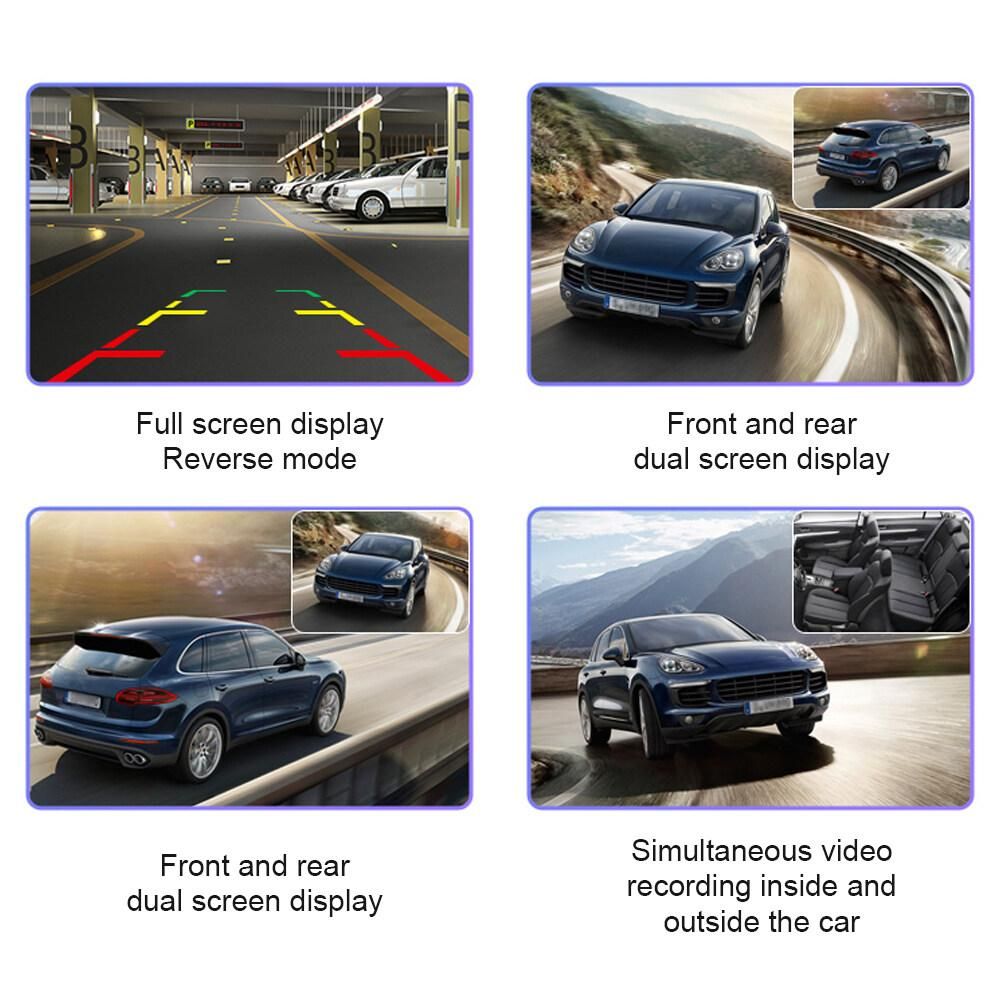 Car Dash Cam 1080P Front Cabin And Rear Car DVR 4" Video Recorder Night Vison