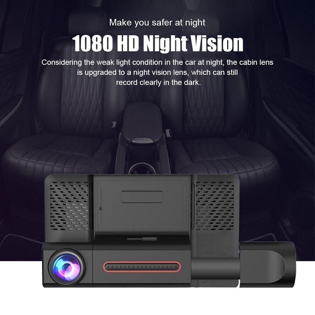 Car Dash Cam 1080P Front Cabin And Rear Car DVR 4" Video Recorder Night Vison