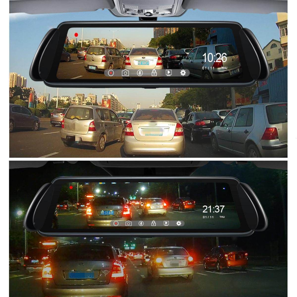 10" Dual Lens Car DVR Dash Cam Front And Rear Mirror Camera Video Recorder 1080P