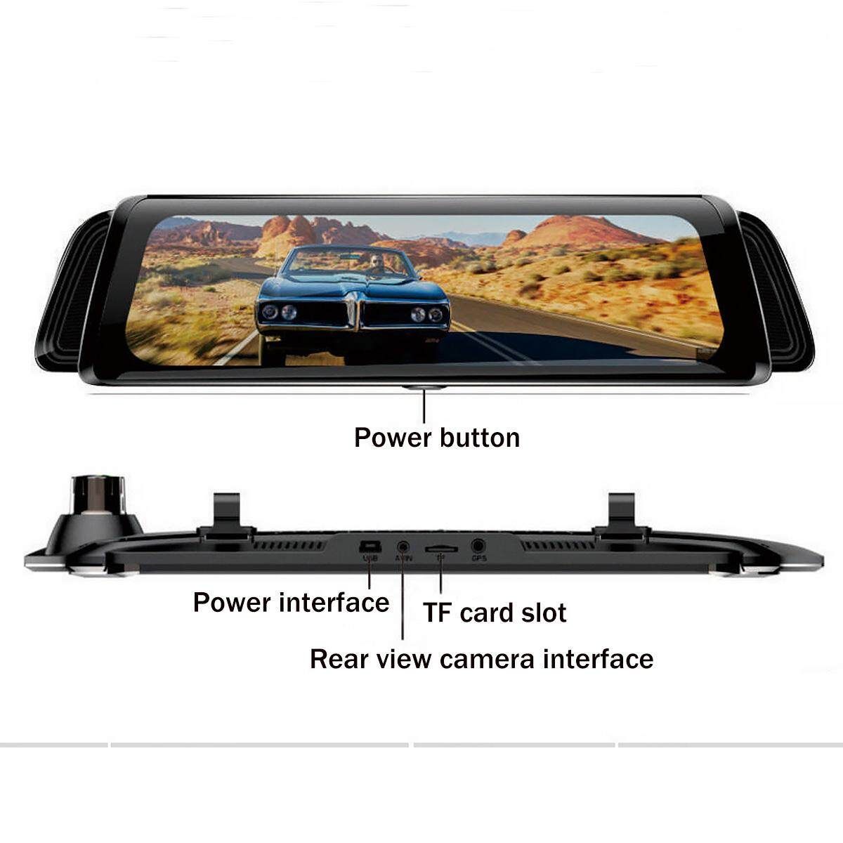 10" Dual Lens Car DVR Dash Cam Front And Rear Mirror Camera Video Recorder 1080P