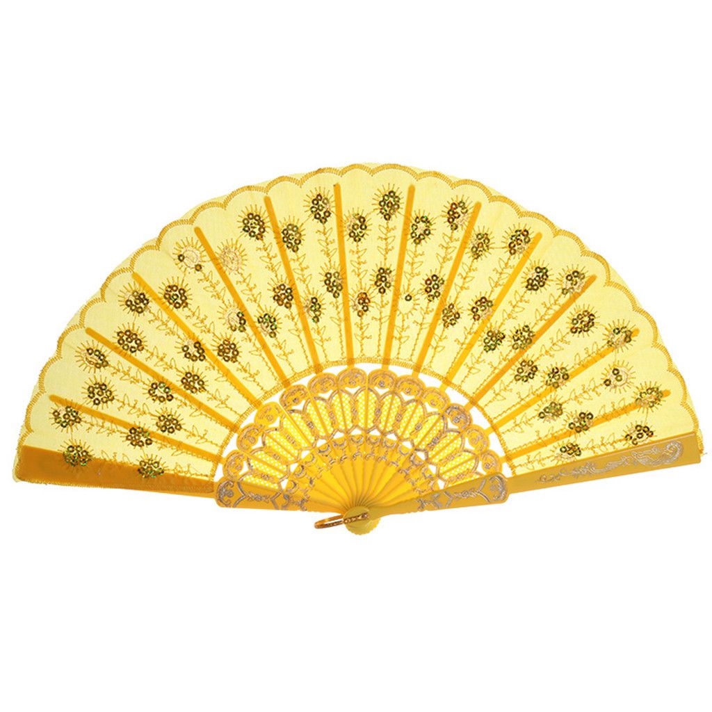 Best Hand Fan Folding Style Ivory Held Wedding Lace Chinese Party Dance Lace Pink White Red Blue Black Fan Wedding Silk Flower