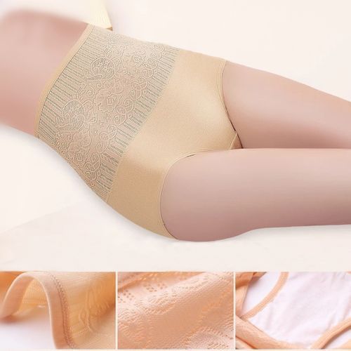 Women High Waist Jacquard Tummy Control Lift Hip Cotton Panties-Watermelon Red