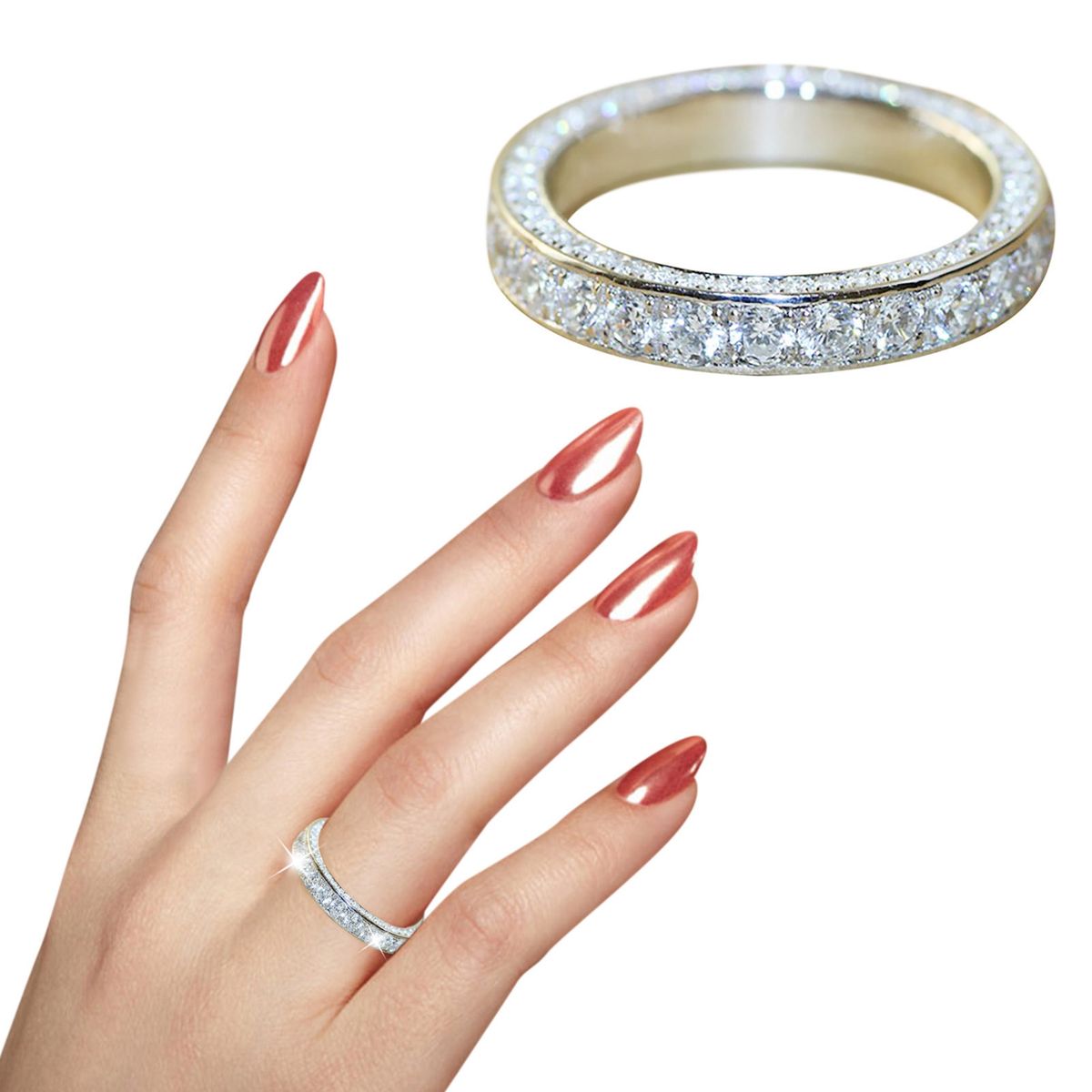 Wedding Circlet   Rhinestone Inlaid Symmetric Silver