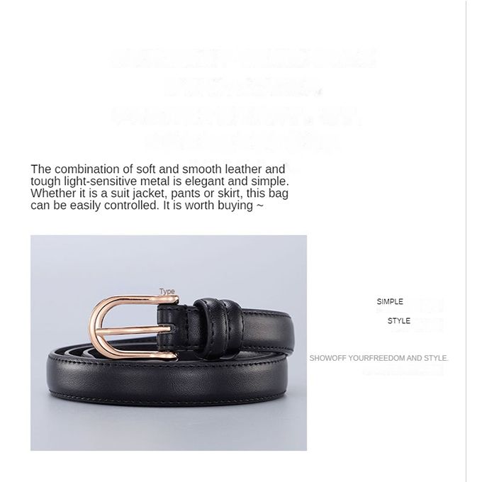 Women's Belt Pin Buckle Belt Women's Pure Cowhide Simple Denim Suit Belt