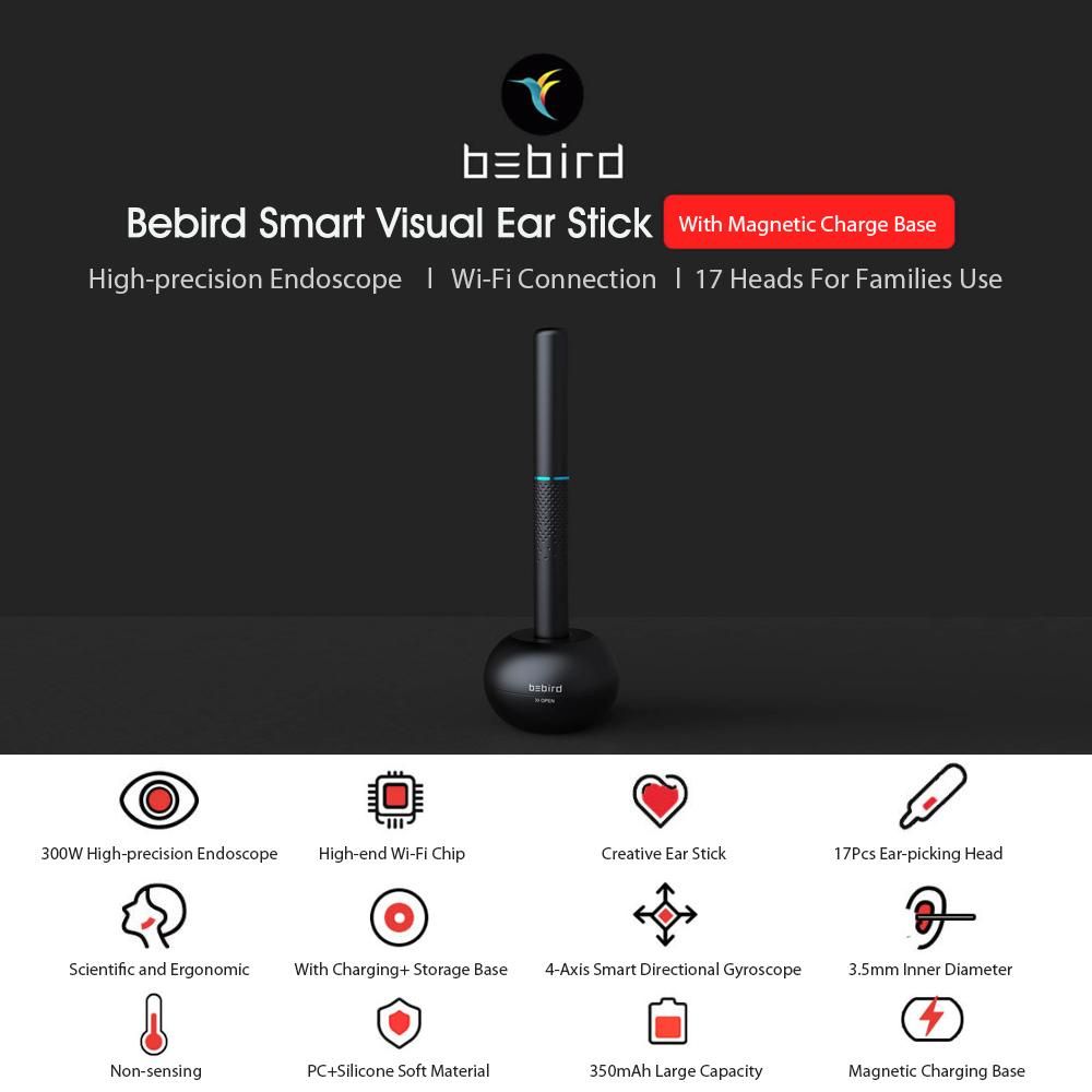 Bebird Smart Visual Ear Stick M9 Pro Multifunctional 17 Picking Heads 300W High Precision Endoscope 350mAh with Magnetic Charge Base Visual Ear-picking