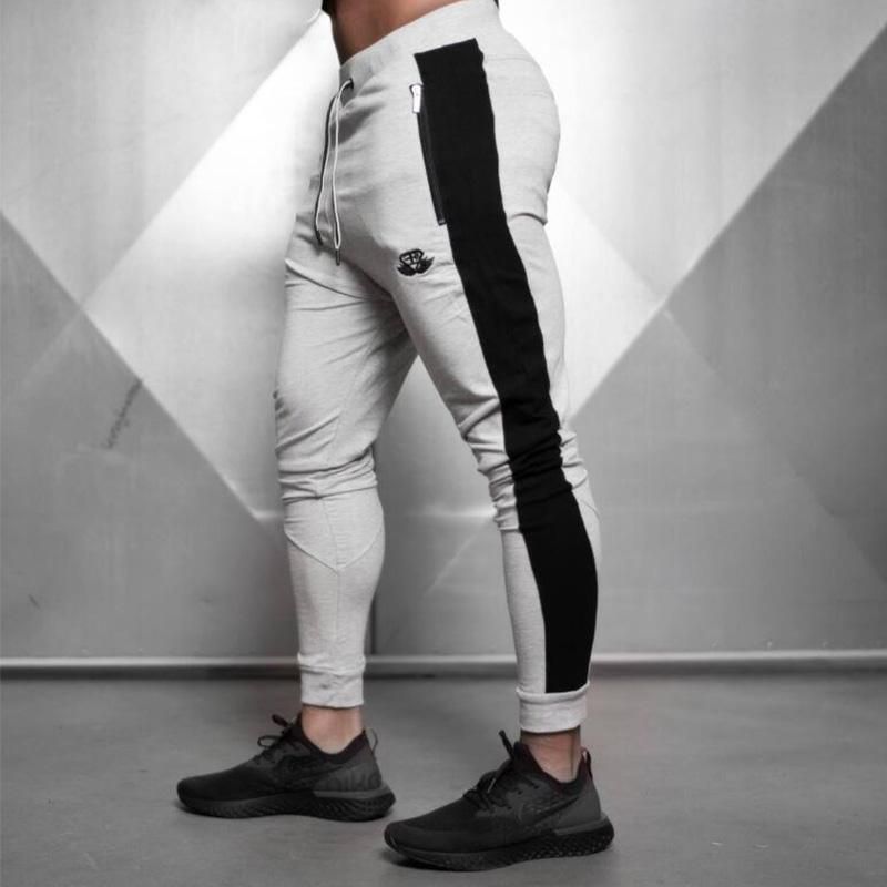 Adjusted Trousers for men Sportswear cotton for gym solid color for autumn