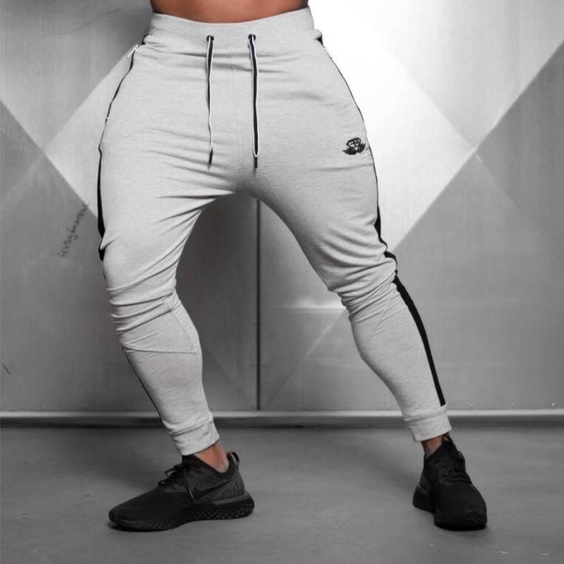 Adjusted Trousers for men Sportswear cotton for gym solid color for autumn
