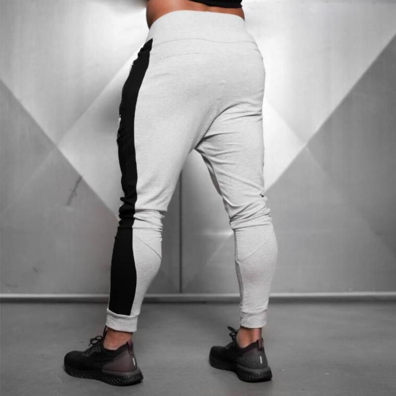 Adjusted Trousers for men Sportswear cotton for gym solid color for autumn