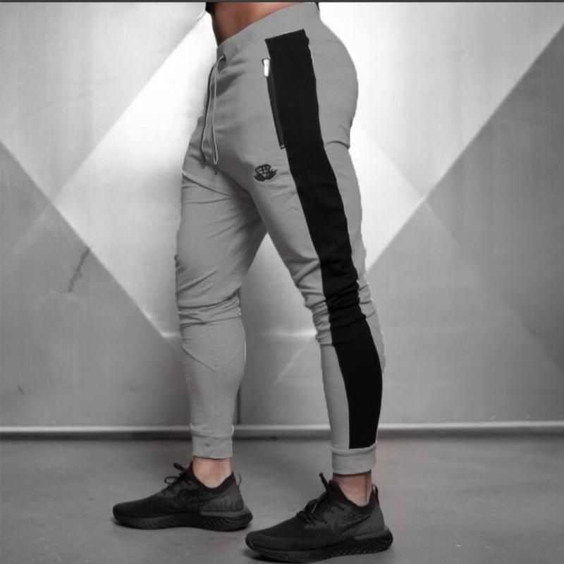 Adjusted Trousers for men Sportswear cotton for gym solid color for autumn