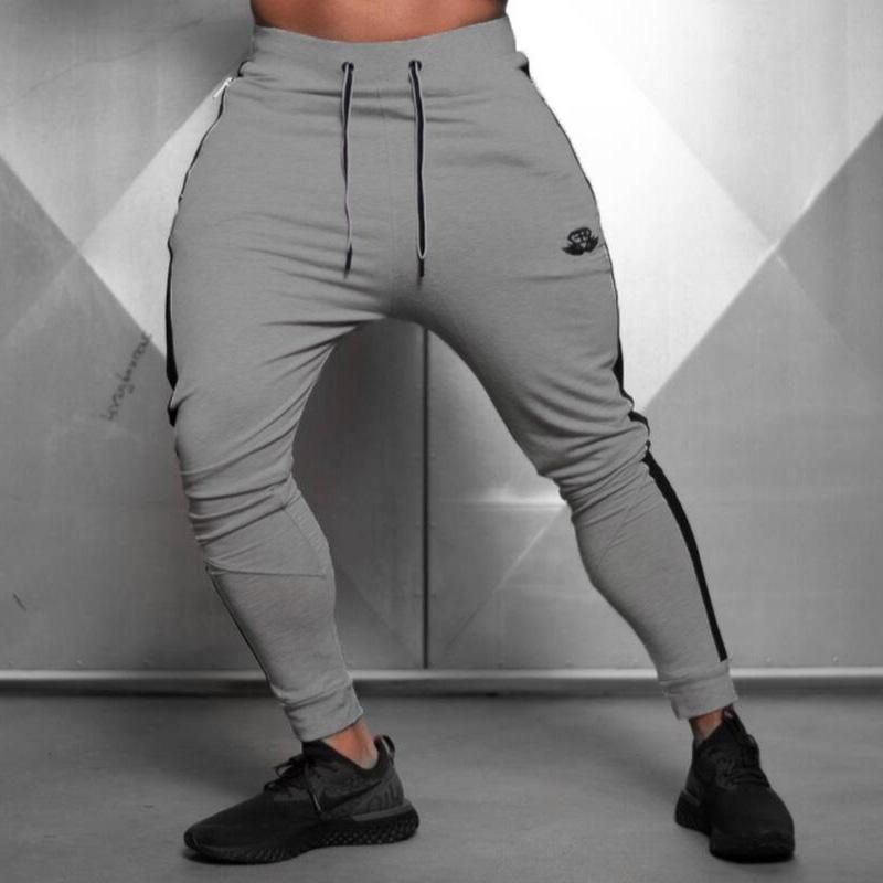 Adjusted Trousers for men Sportswear cotton for gym solid color for autumn