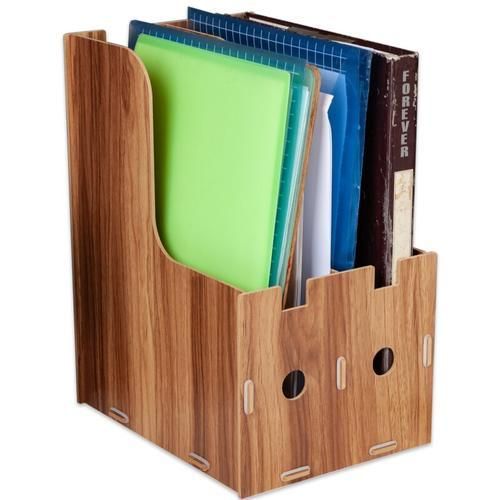 2 Grid A4 Detachable Wooden Office Desktop File Book Magazine Stand Rack Holder Table Document Filing Box Organizer Bookends