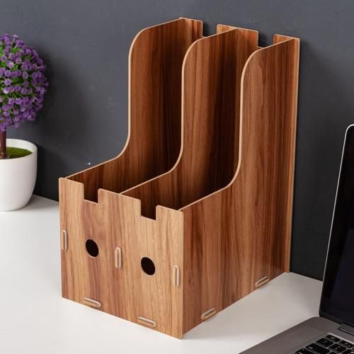 2 Grid A4 Detachable Wooden Office Desktop File Book Magazine Stand Rack Holder Table Document Filing Box Organizer Bookends