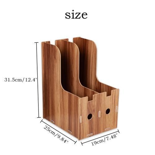 2 Grid A4 Detachable Wooden Office Desktop File Book Magazine Stand Rack Holder Table Document Filing Box Organizer Bookends