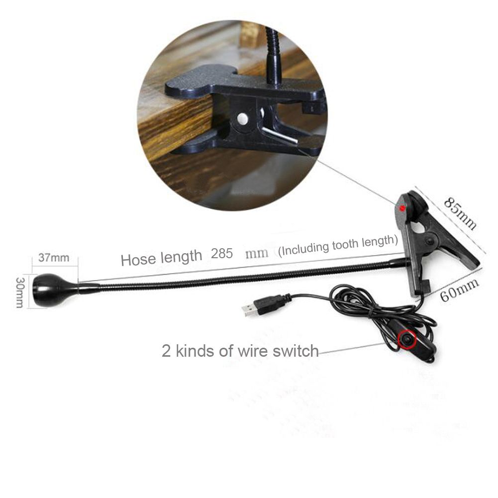 LED Desk Light, 1PCS USB Power Desk Clip Lamp Reading Book