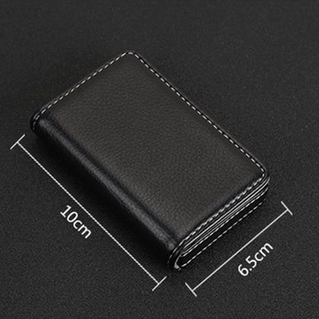 2 PCS Premium PU Leather Business Card Case With Magnetic Closure , Size: 10*6.5*1.7cm(Black)