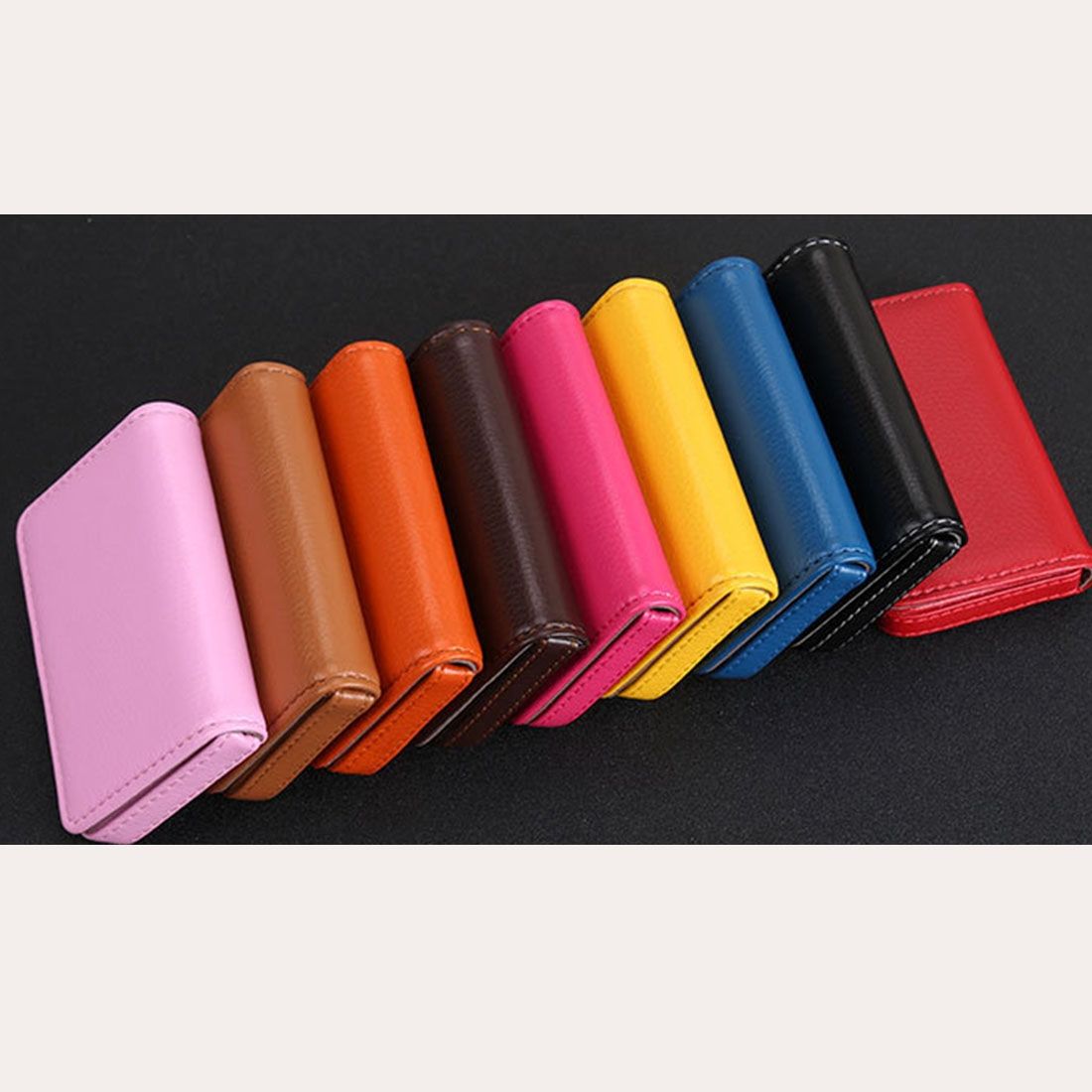 2 PCS Premium PU Leather Business Card Case With Magnetic Closure , Size: 10*6.5*1.7cm(Black)