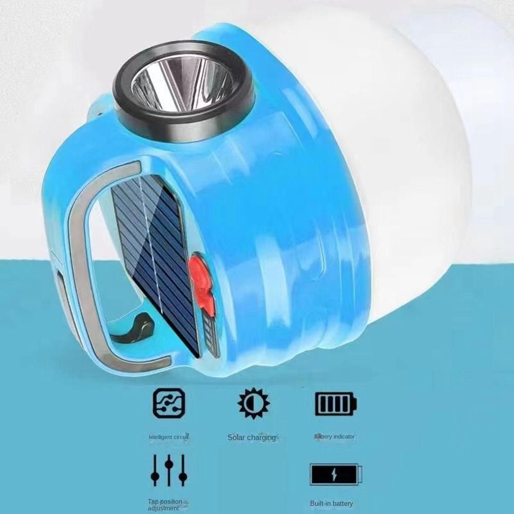 80W Portable Outdoor Solar Power Camping Light USB Rechargeable Tent Lamp Camp Lanterns Emergency LightsBlue