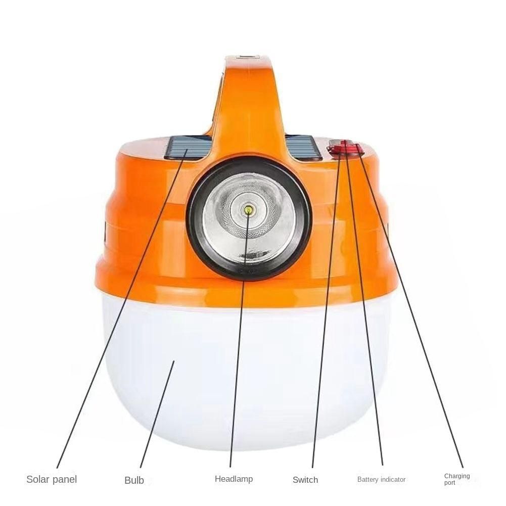 80W Portable Outdoor Solar Power Camping Light USB Rechargeable Tent Lamp Camp Lanterns Emergency LightsBlue