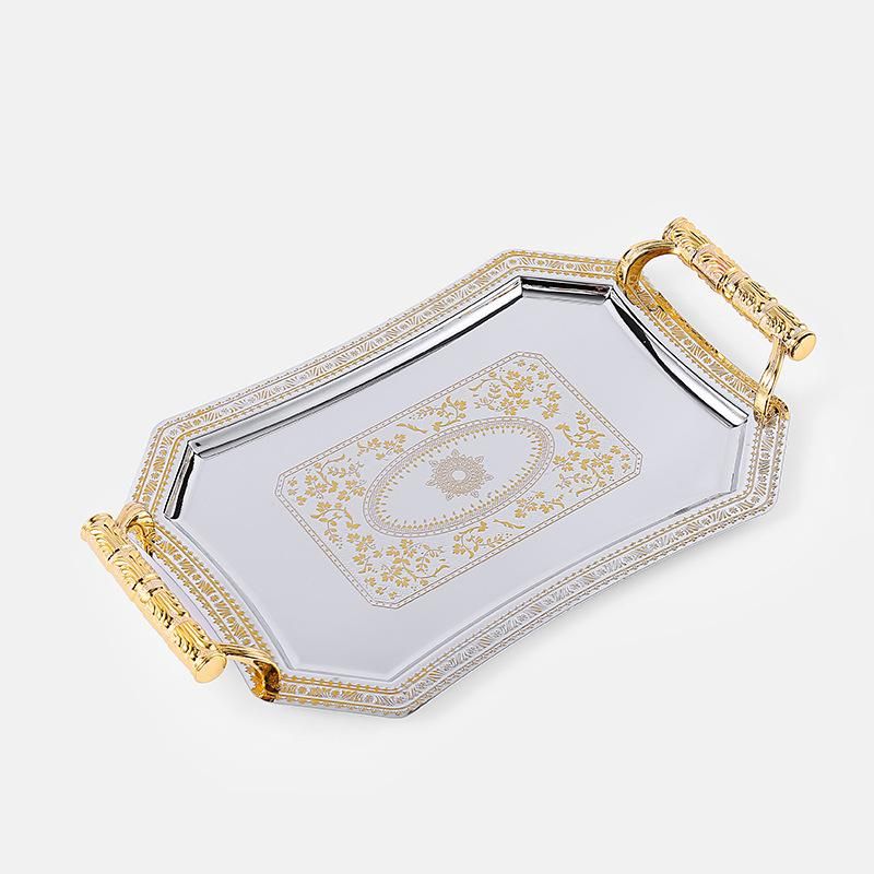 1Pc Nordic Stainless Steel Storage Tray with Resin Handle Jewelry Display Plate el Restaurant Serving Dish Home Decor