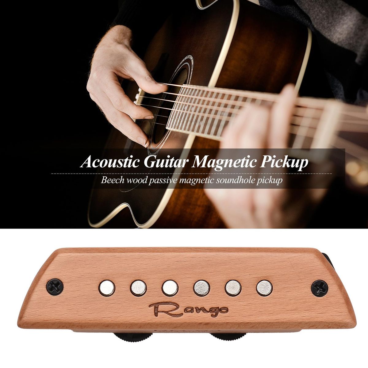 Rango RG-S3 Acoustic Guitar Magnetic Pickup Beech Wood Passive Magnetic Soundhole Pickup No Battery/Drilling Required