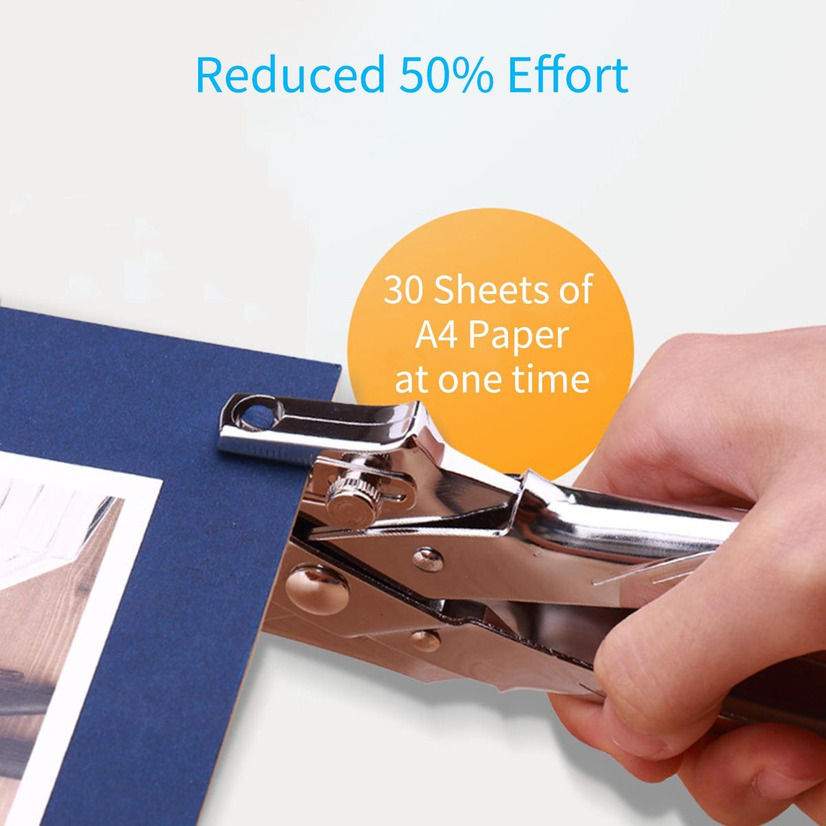 KW-trio Handheld DIY One-Hole Punch Single Hole Puncher All Metal Paper Cutter 50% Reduced Effort for Office Home School Students 30 Sheet Capacity for Binder Notebook Craft Paper Greeting Cards Scrapbook