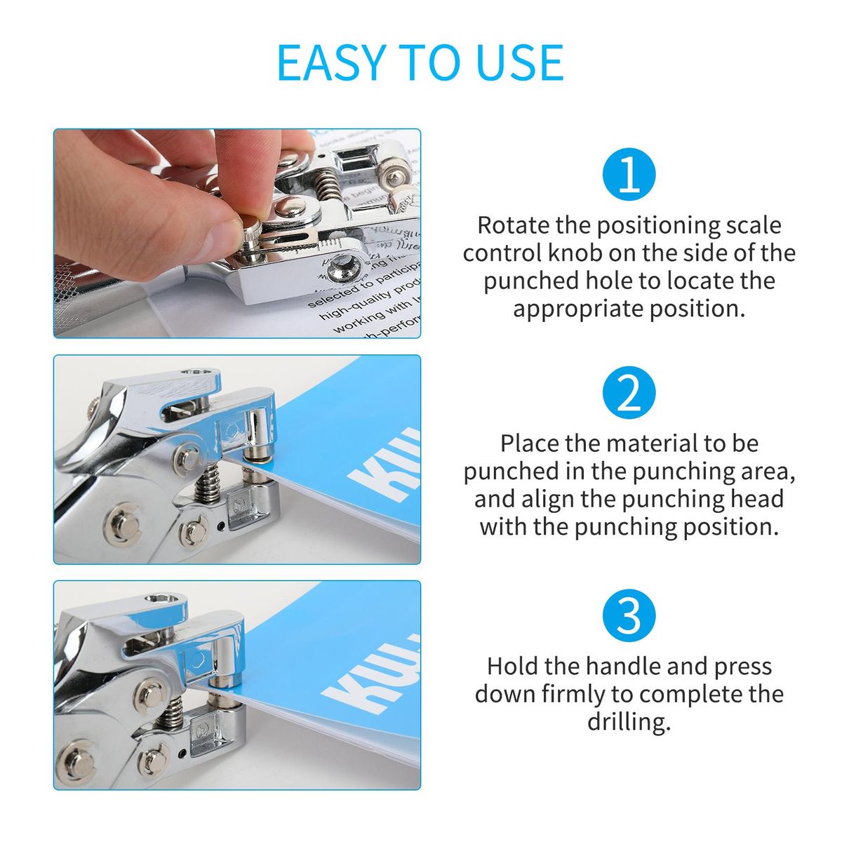 KW-trio Handheld DIY One-Hole Punch Single Hole Puncher All Metal Paper Cutter 50% Reduced Effort for Office Home School Students 30 Sheet Capacity for Binder Notebook Craft Paper Greeting Cards Scrapbook