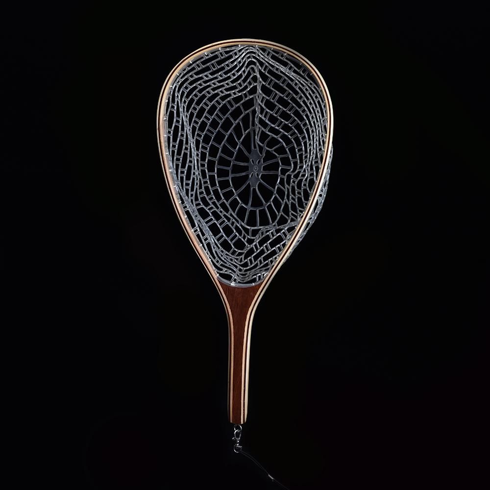 Fly Fishing Landing Net Wooden Handle Frame Catch and Release Net Portable Lightweight Rubber Fishing Net