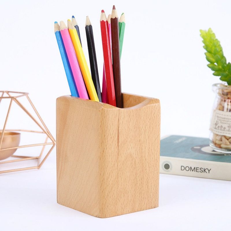 Multifunctional Wooden Chinese Style Student Pen Holder -Beech