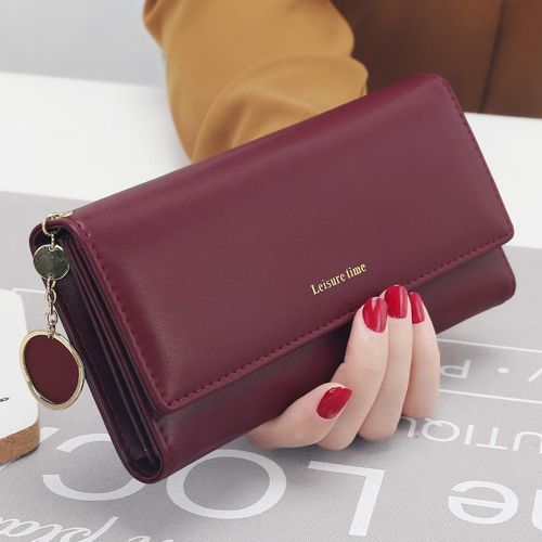Women Wallets Long Style Multi-functional Wallet Holder-Burgundy