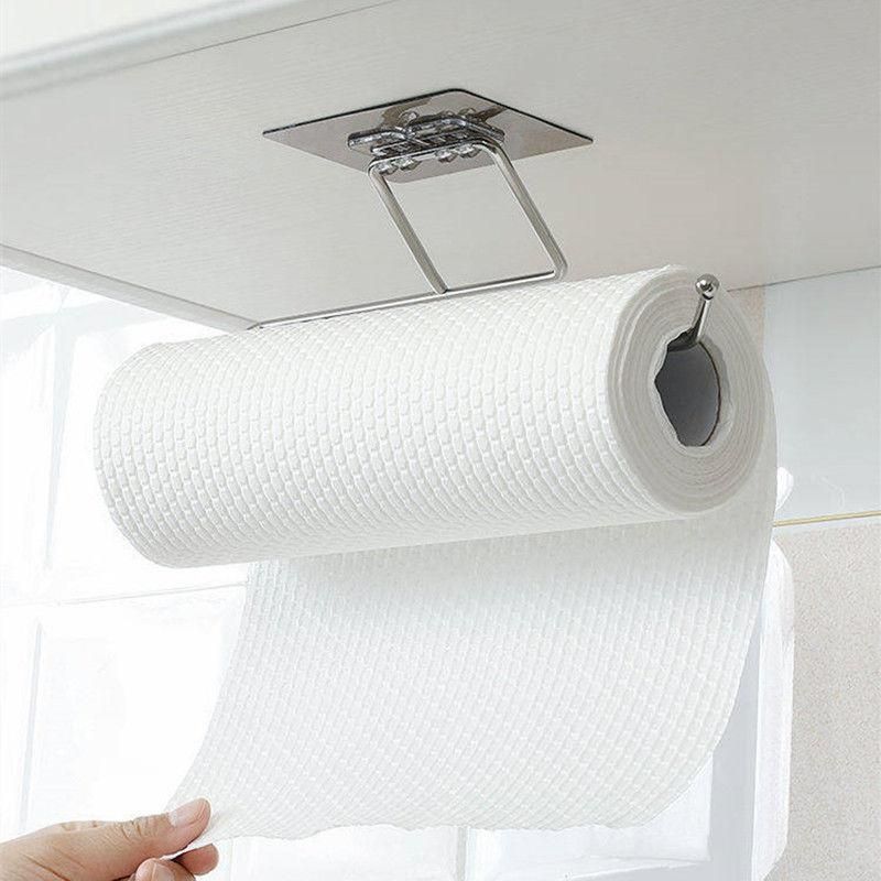 Kitchen paper holder hanger tissue roll towel rail bathroom sink organizer for hanging on the door storage hook   WJ8