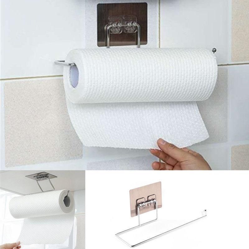 Kitchen paper holder hanger tissue roll towel rail bathroom sink organizer for hanging on the door storage hook   WJ8
