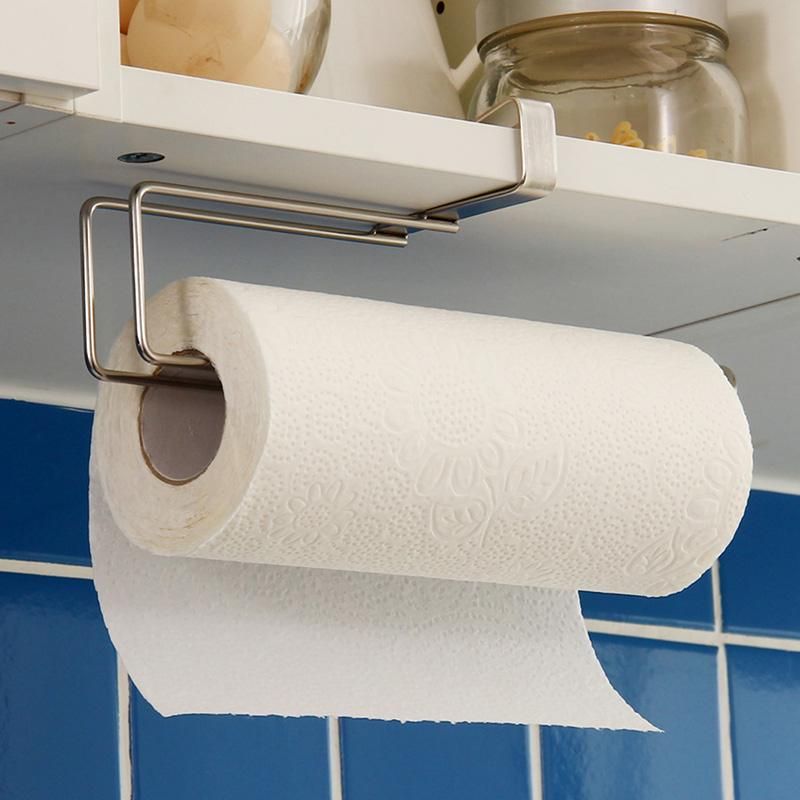 Kitchen paper holder hanger tissue roll towel rail bathroom sink organizer for hanging on the door storage hook   WJ8