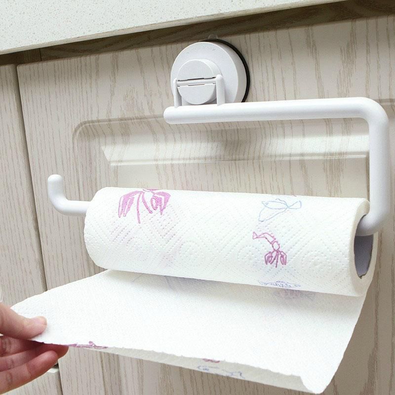 Kitchen paper holder hanger tissue roll towel rail bathroom sink organizer for hanging on the door storage hook   WJ8