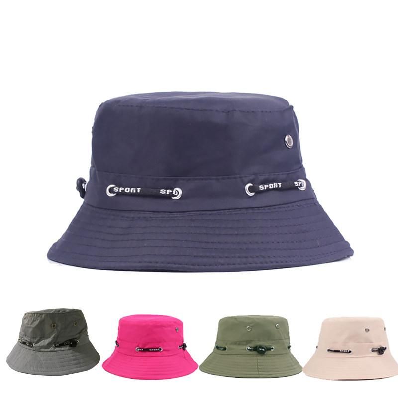 Solid Color Bucket Hat Unisex Outdoor Travel Fishing-Beige