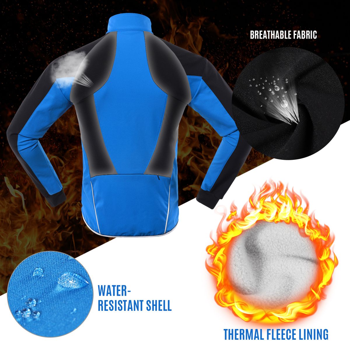Men Cycling Jacket Waterproof Windproof Thermal Fleece Bike