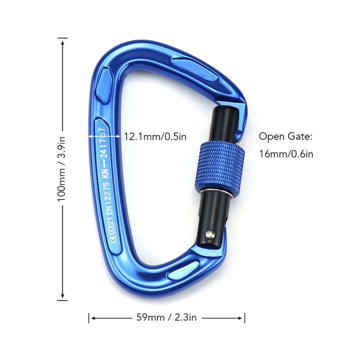 Carabiner With Screw Locking Gate 24KN Heavy Duty Carabiner