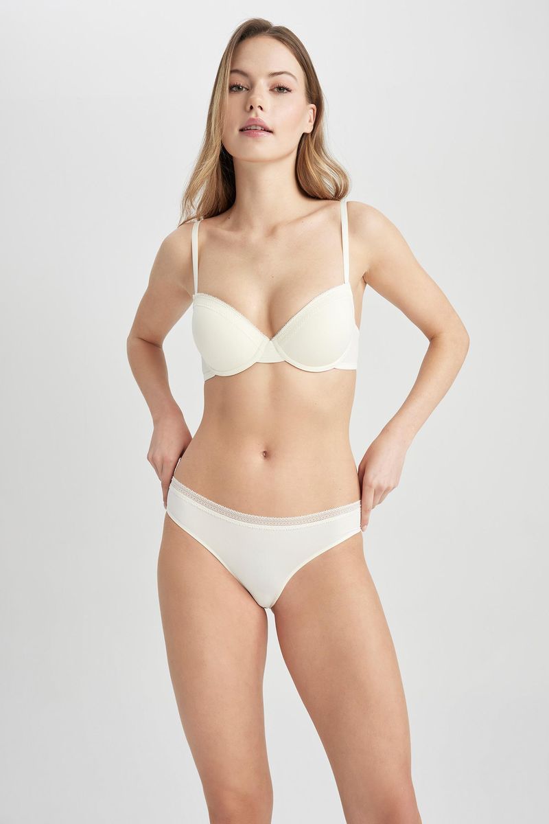 Woman Casual Brazillian Underwear Slip - Ecru