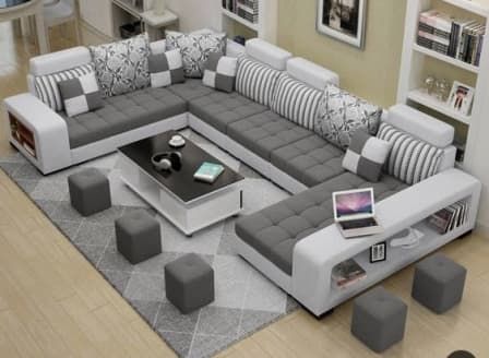 Custand Sectional Sofa + 5Free Ottoman + Free Delivery (FREE DELIVERY; Lagos, Ogun & Oyo)