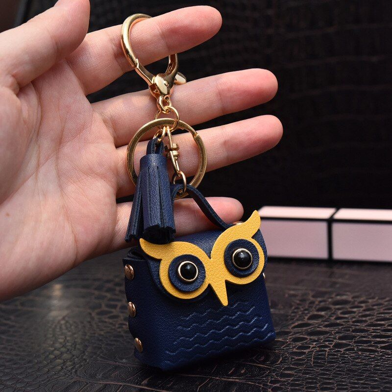 1 PC Cute Key Bag Owl Coin Purse Mini School Bag Car Key Chain Pendant Lady
